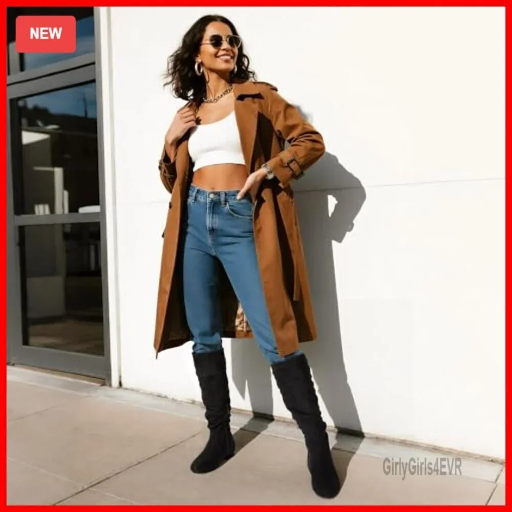Knee High Pull On Boots with Faux Fur Lining and Hidden Pocket